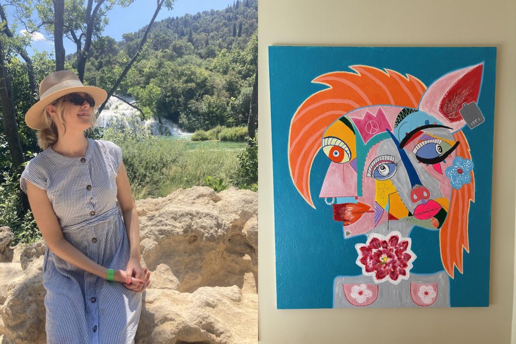 Lokal kunstner med ny utstilling i september: Line (33) maler griser, høner og mennesker i skjønn forening